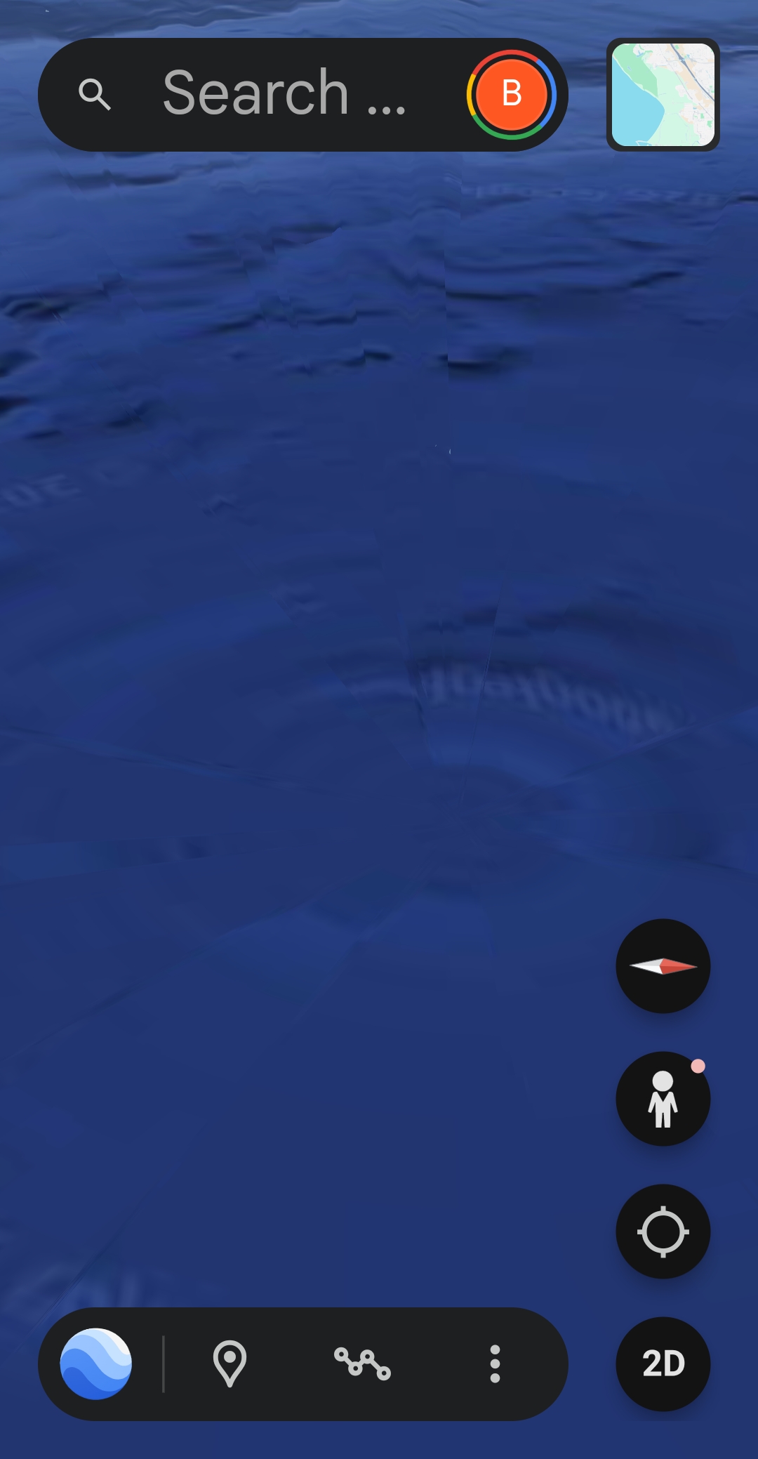 Extreme close-in satellite capture of the Greenland off-coast anomaly showing long transparent linear tube-like features radiating outward from a central round point in multiple directions across the ocean surface and seafloor visible as faint translucent shapes that the Perceiver identifies as the same crystalline material documented across the rest of the pulsing crystal archive