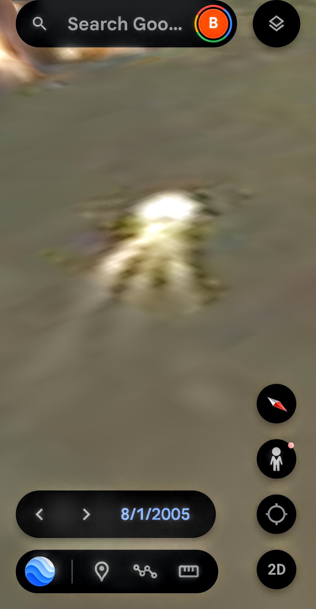 2005 Columbia River underwater luminous signature one of the countless moving strange light signatures documented under the surface along the Columbia River Gorge corridor as captured on the Google Earth historical imagery layer dated August 1 2005