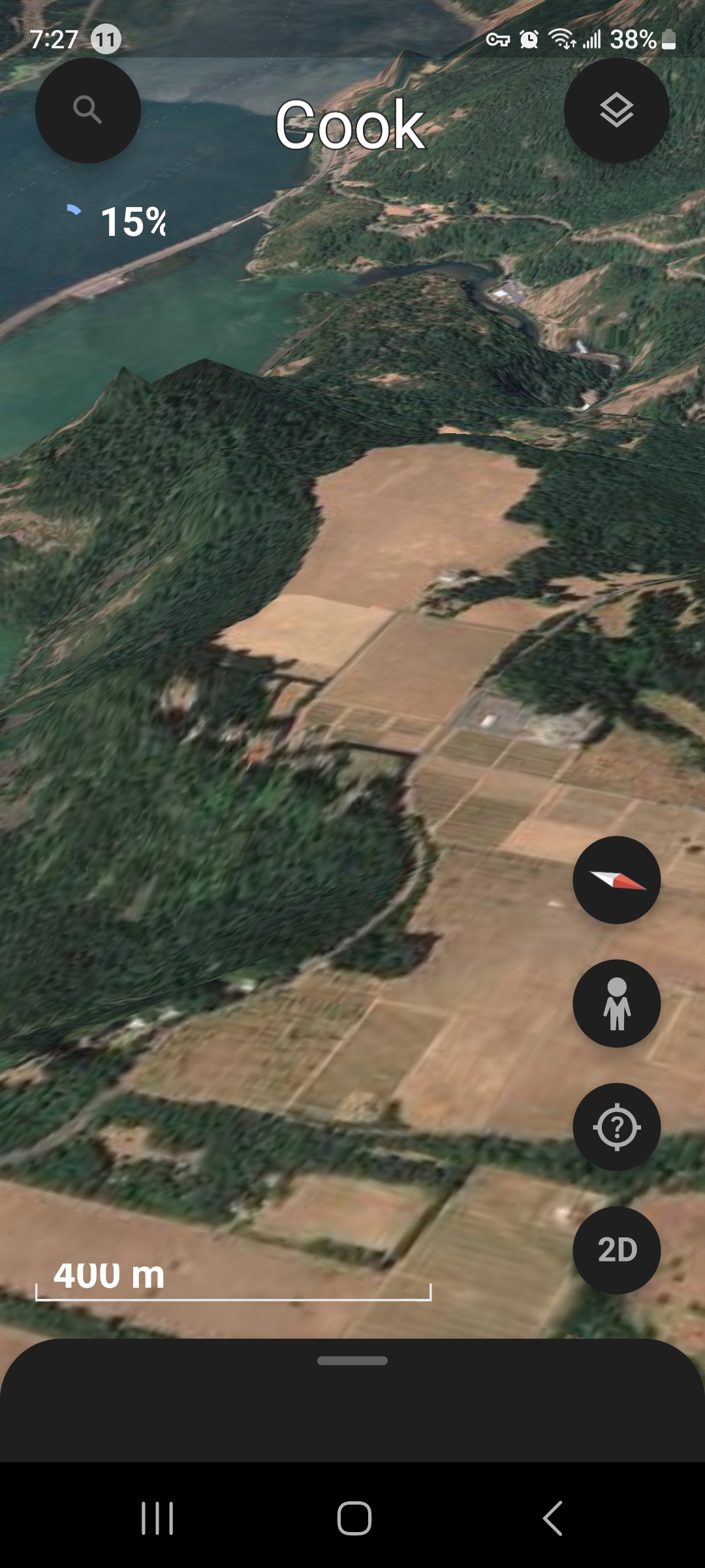 Aerial view Cook area Underwood Mountain volcanic corridor farmland and forest