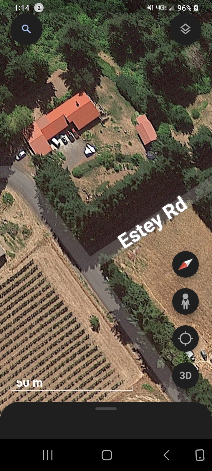 Estey Road property aerial view red roof buildings where Perceiver grew up