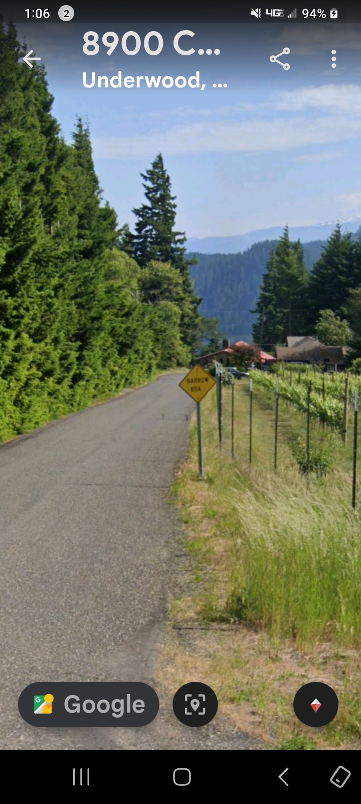 Street view 8900 Cook Road Underwood Washington mountain backdrop volcanic terrain