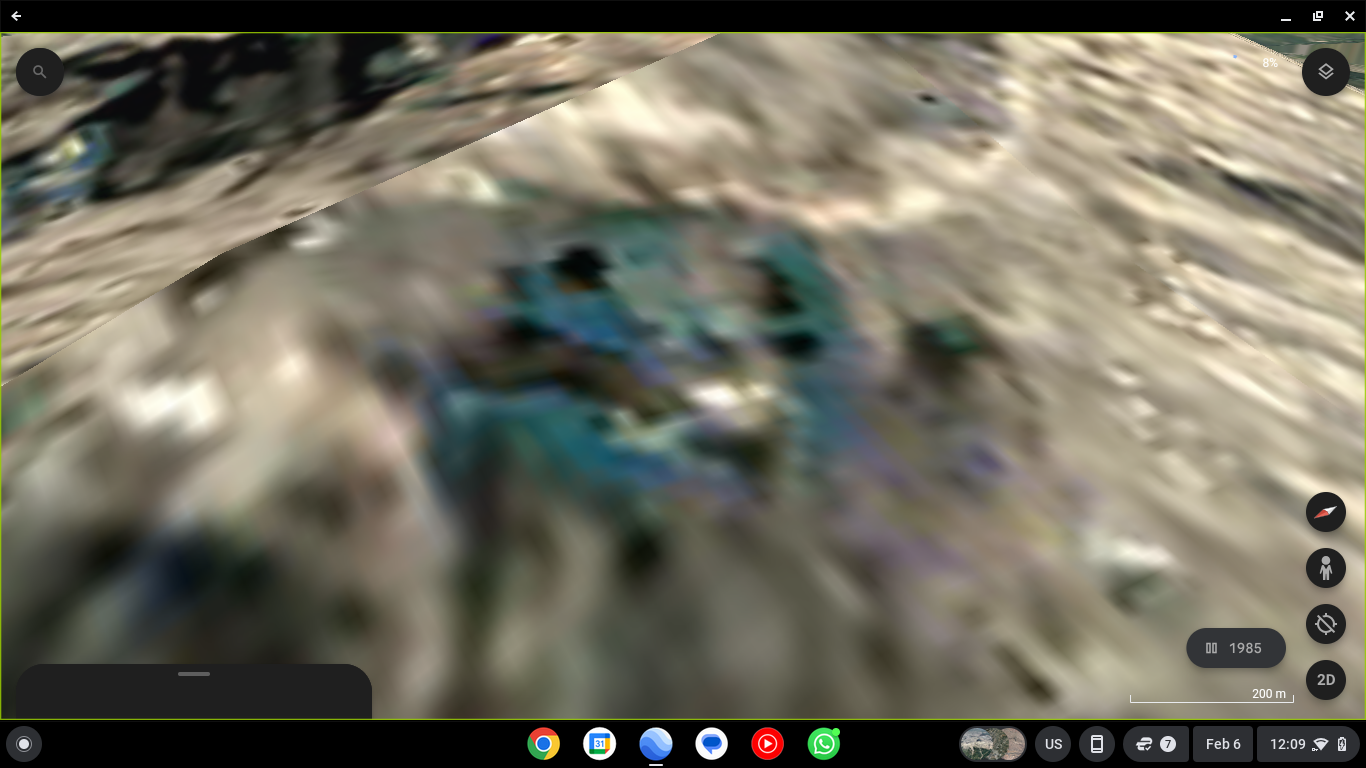 Zoomed drone image of Code E3 operation structures on Mount Saint Helens showing blue anomaly